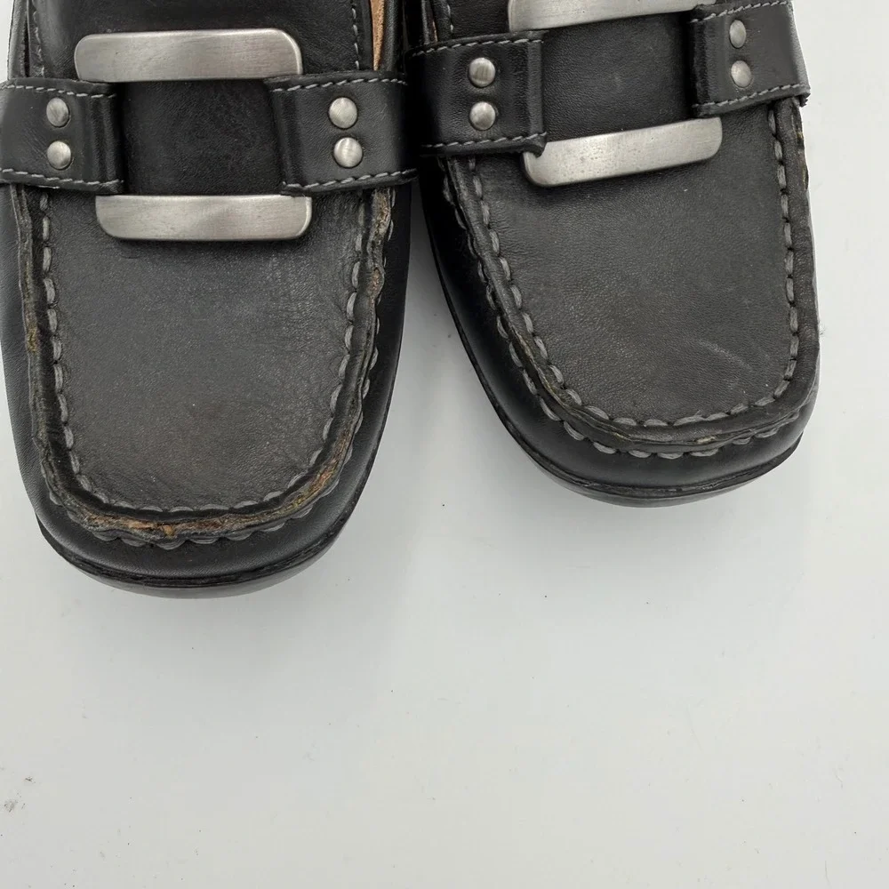 Naturalizer Certainty Black Leather Buckle Loafers Womens Size 6M Square Toe